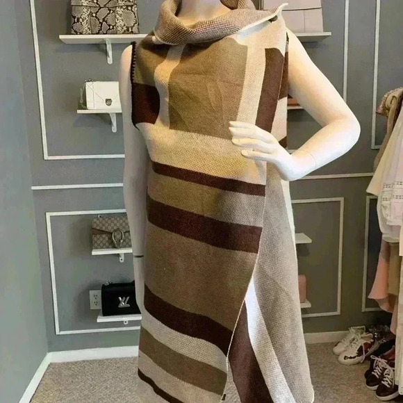 Unbranded Sweater Wrap Women's One Size Blanket Cape Shawl Cape Tan brown. - Picture 7 of 9